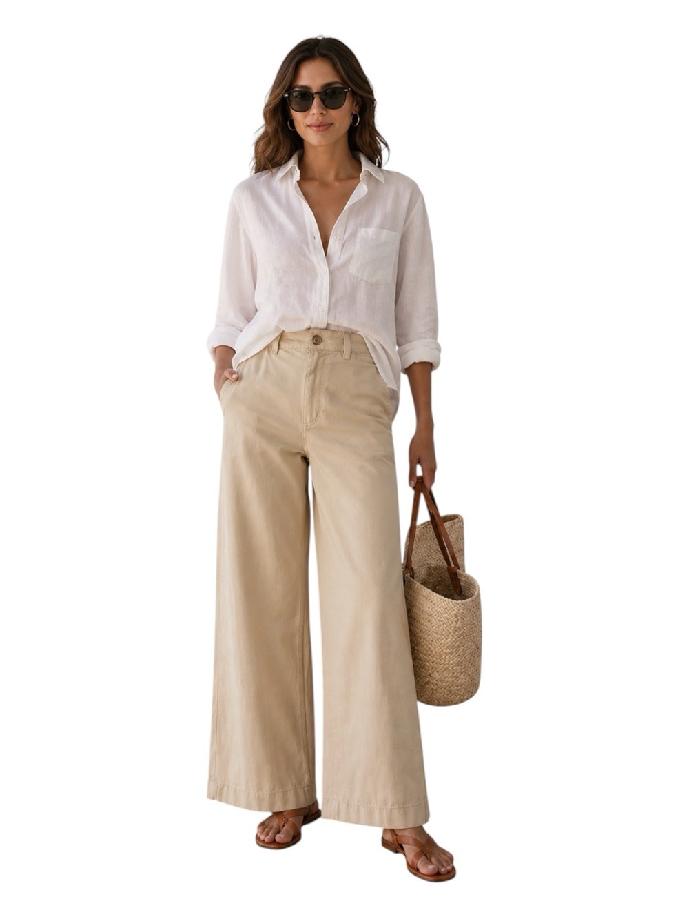 GAP Khaki Wide Leg Cropped Pants Women’s 10 Coastal Quiet Luxury Ankle Trouser